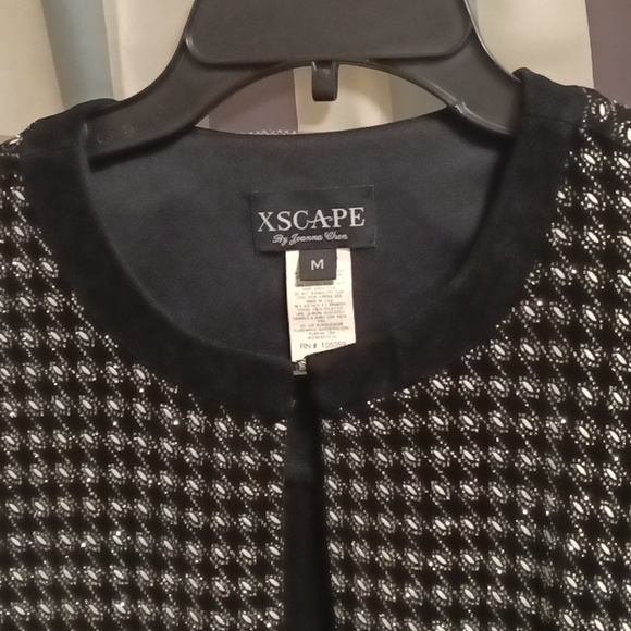 FINAL PRICE NWOT XSCAPE black/white silver 2-pc pattern designed jacket set - Picture 8 of 13